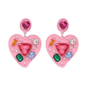BEAUTIFUL HEART SHAPE MULTI COLOR CRYSTAL EARRINGS!